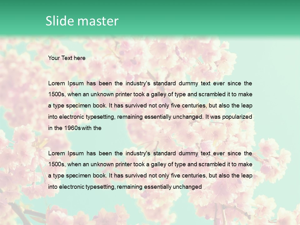 Pink Flowers On A Green Background Powerpoint Template PowerPoint Template