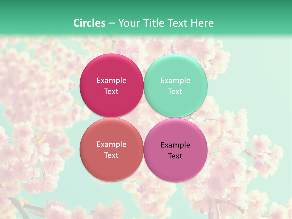 Pink Flowers On A Green Background Powerpoint Template PowerPoint Template