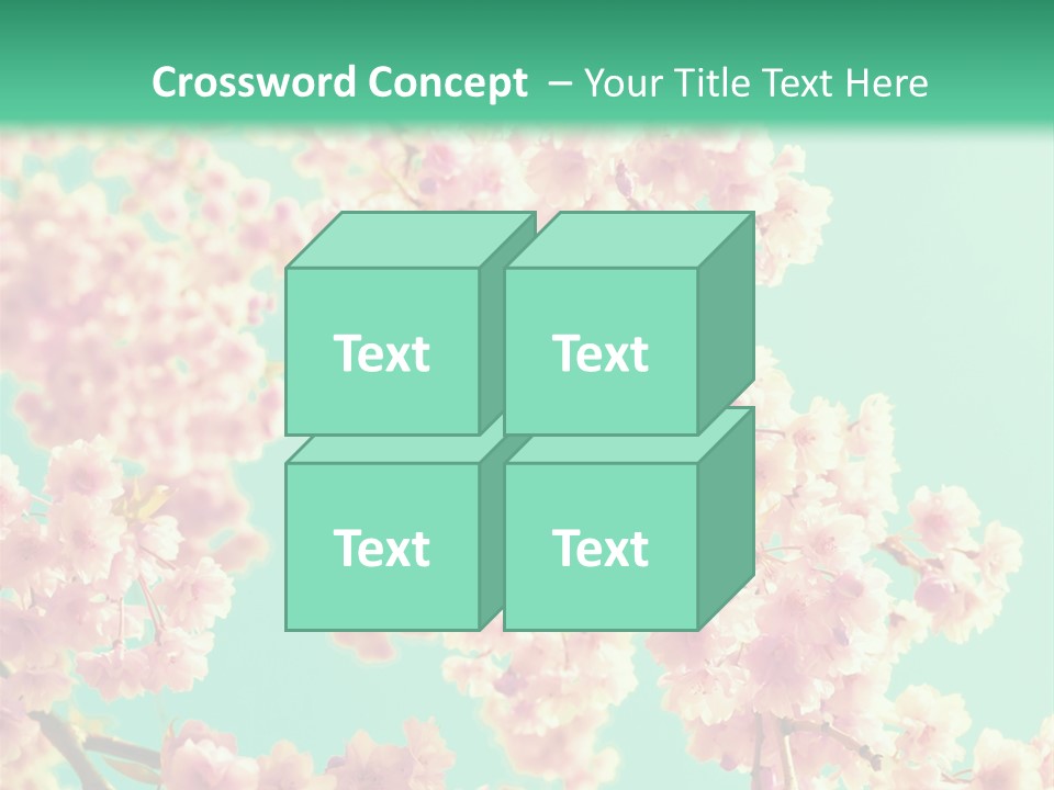 Pink Flowers On A Green Background Powerpoint Template PowerPoint Template