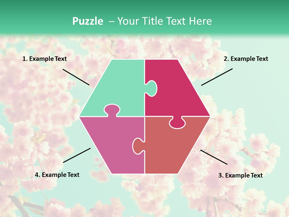 Pink Flowers On A Green Background Powerpoint Template PowerPoint Template