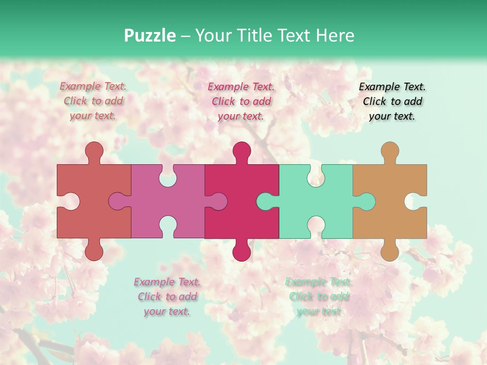 Pink Flowers On A Green Background Powerpoint Template PowerPoint Template