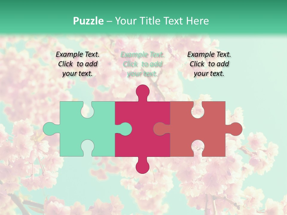 Pink Flowers On A Green Background Powerpoint Template PowerPoint Template