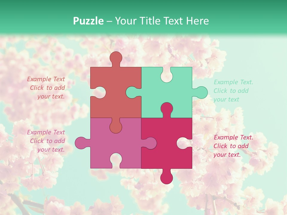 Pink Flowers On A Green Background Powerpoint Template PowerPoint Template