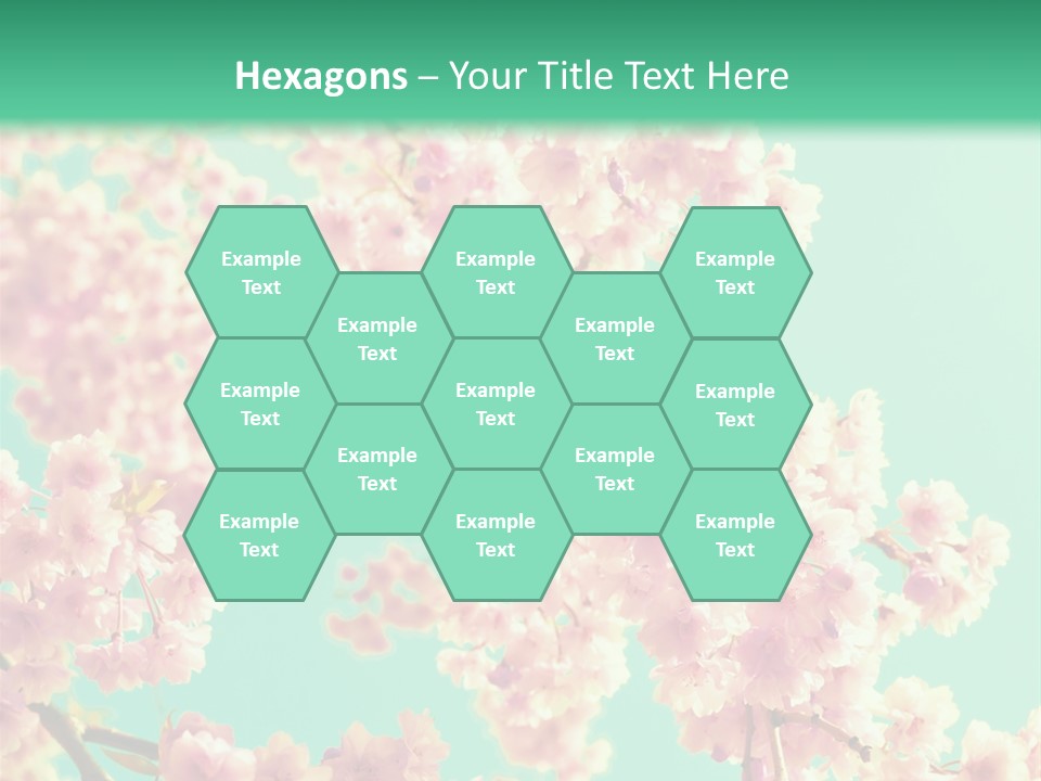 Pink Flowers On A Green Background Powerpoint Template PowerPoint Template