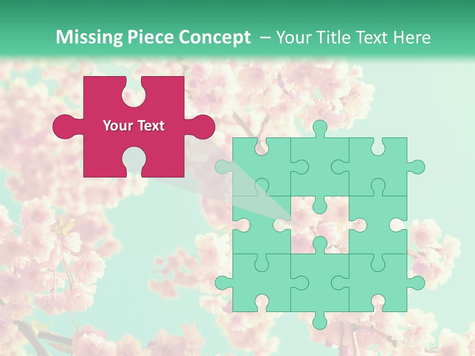 Pink Flowers On A Green Background Powerpoint Template PowerPoint Template