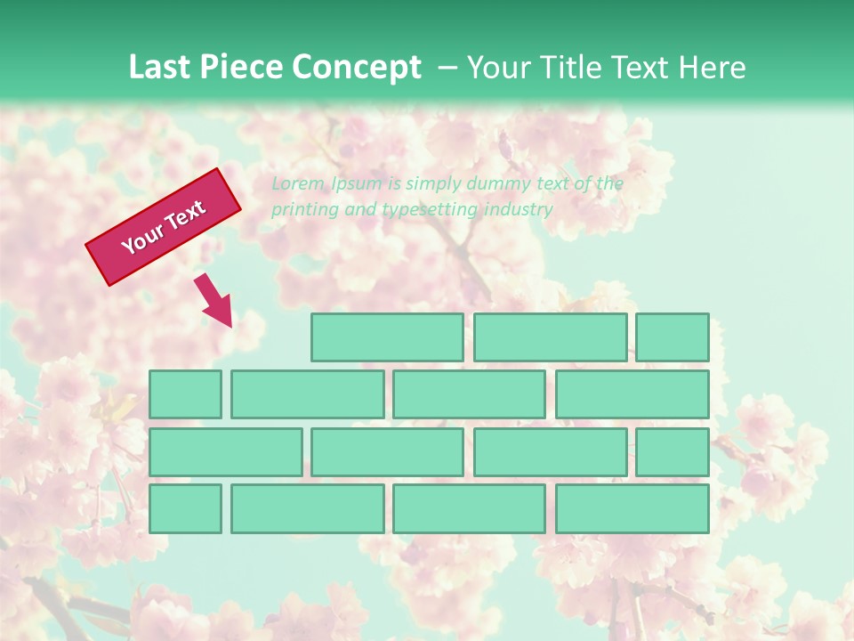 Pink Flowers On A Green Background Powerpoint Template PowerPoint Template