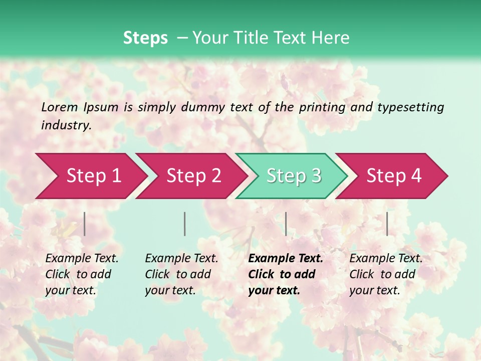 Pink Flowers On A Green Background Powerpoint Template PowerPoint Template