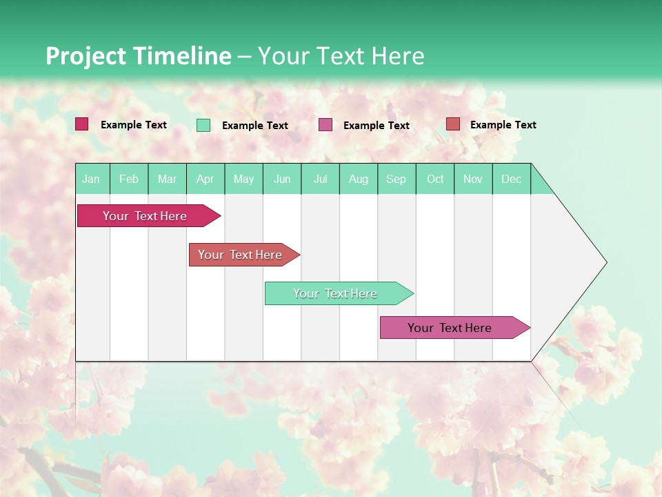 Pink Flowers On A Green Background Powerpoint Template PowerPoint Template