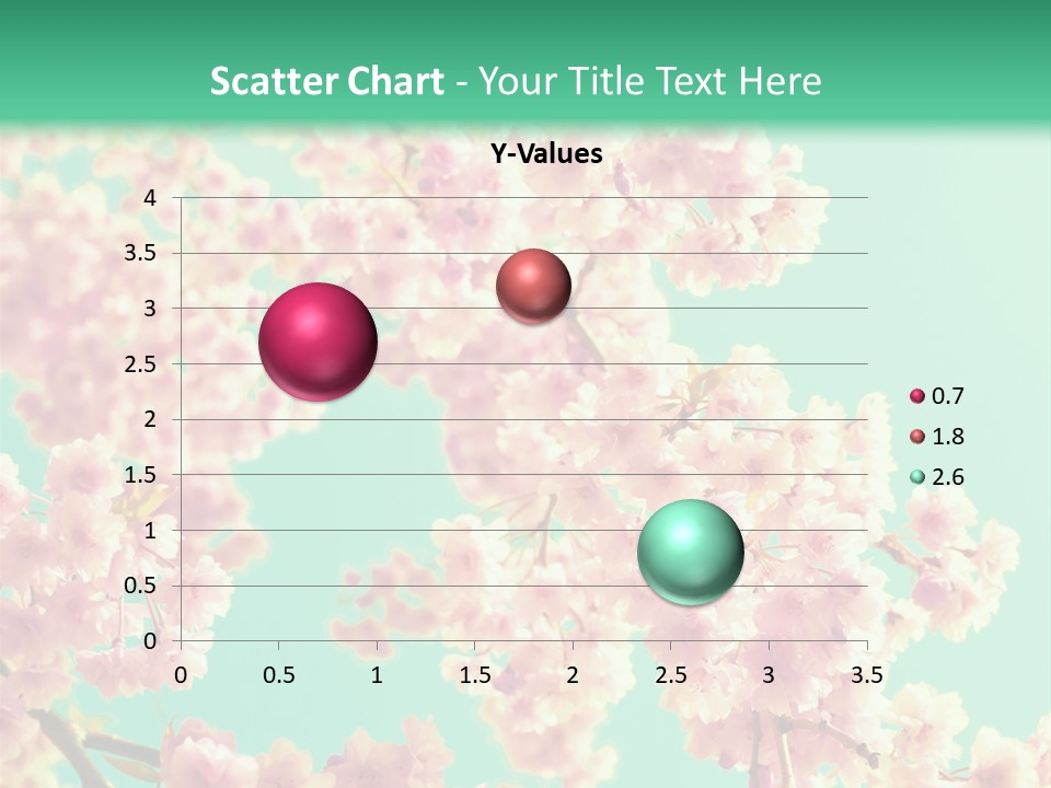 Pink Flowers On A Green Background Powerpoint Template PowerPoint Template