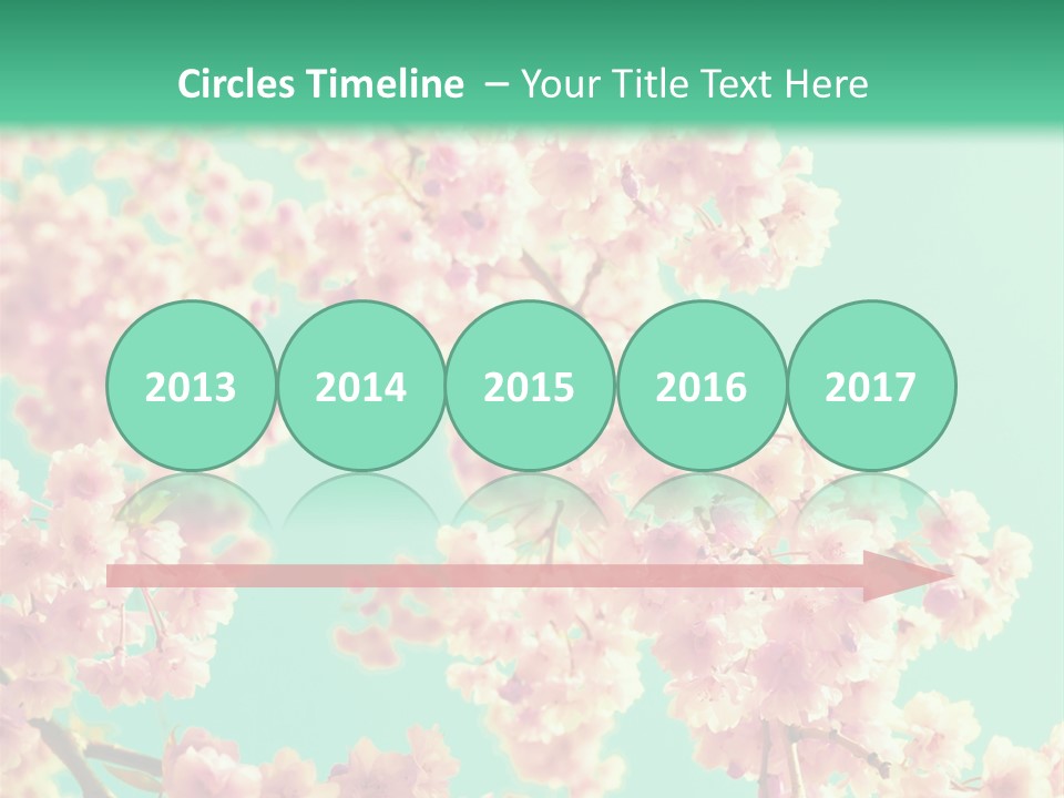 Pink Flowers On A Green Background Powerpoint Template PowerPoint Template