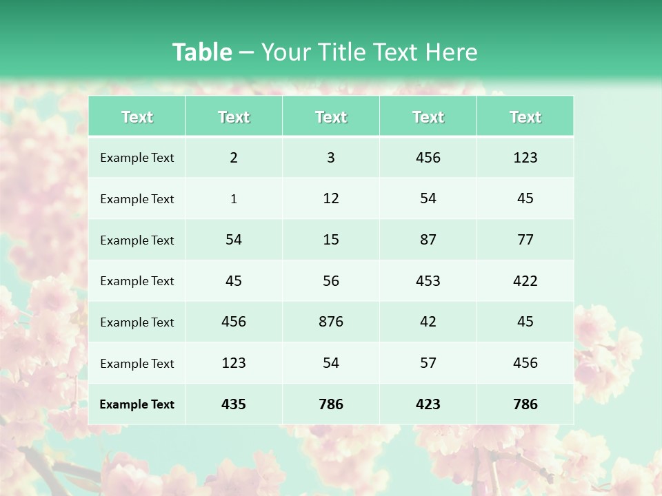 Pink Flowers On A Green Background Powerpoint Template PowerPoint Template