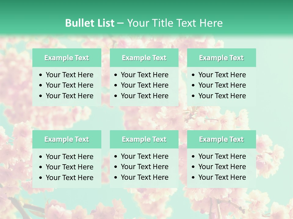 Pink Flowers On A Green Background Powerpoint Template PowerPoint Template
