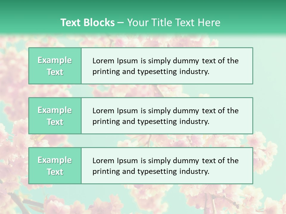 Pink Flowers On A Green Background Powerpoint Template PowerPoint Template