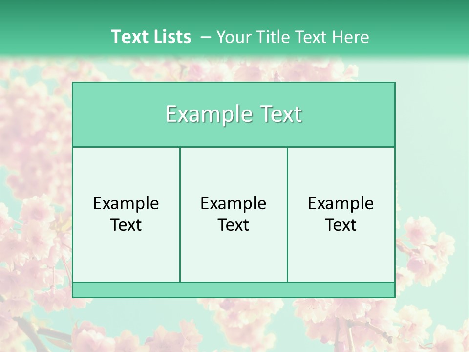 Pink Flowers On A Green Background Powerpoint Template PowerPoint Template