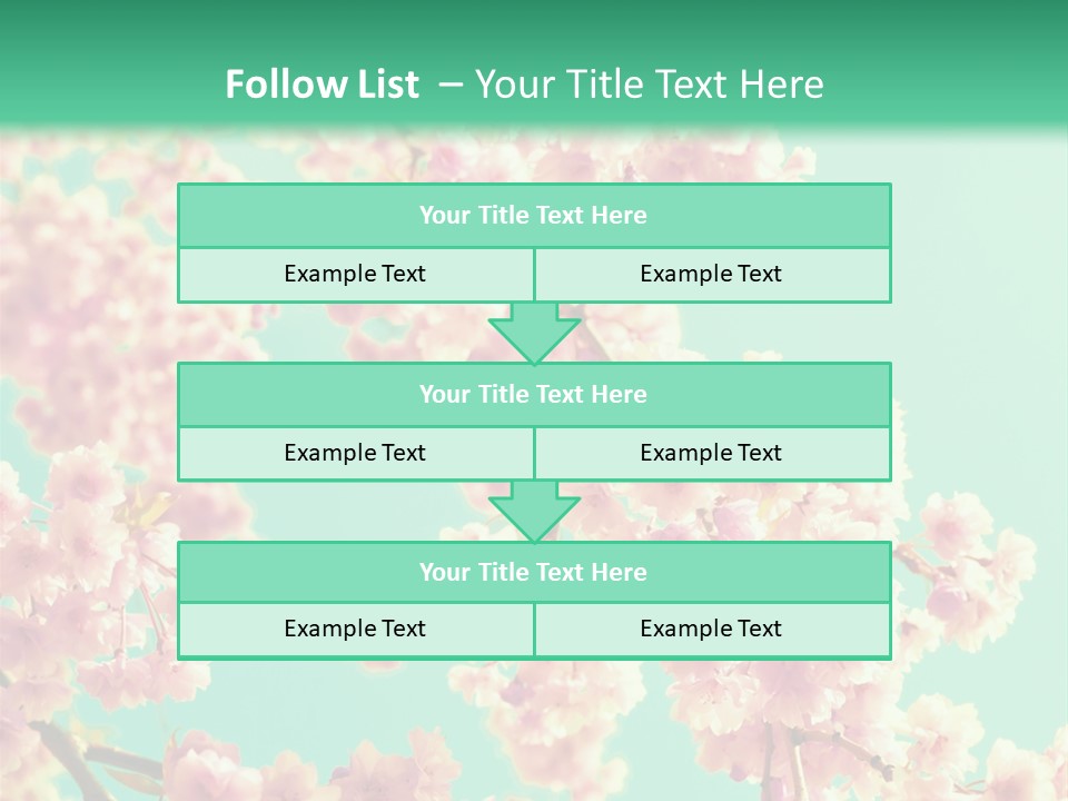 Pink Flowers On A Green Background Powerpoint Template PowerPoint Template