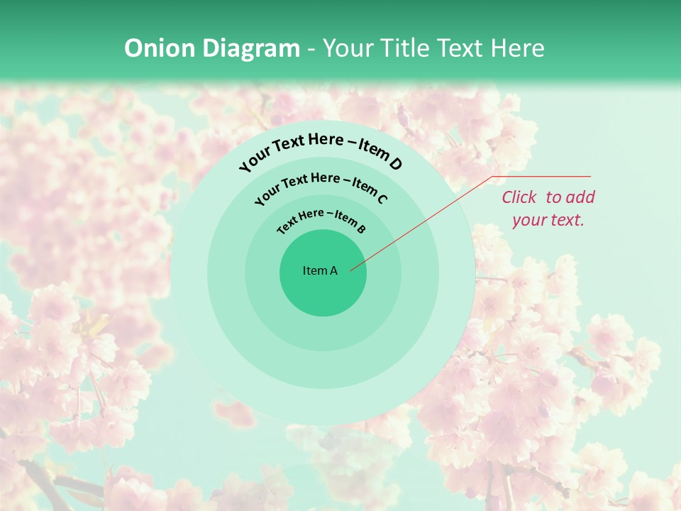 Pink Flowers On A Green Background Powerpoint Template PowerPoint Template