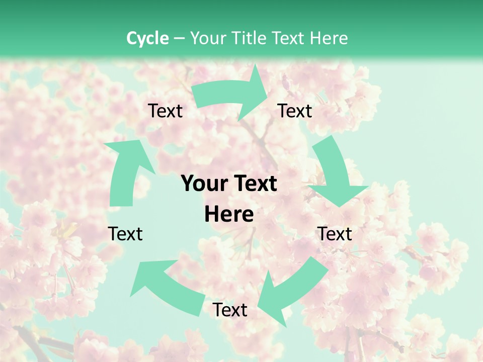 Pink Flowers On A Green Background Powerpoint Template PowerPoint Template