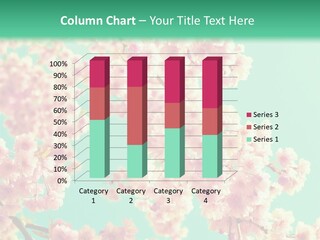 Pink Flowers On A Green Background Powerpoint Template PowerPoint Template