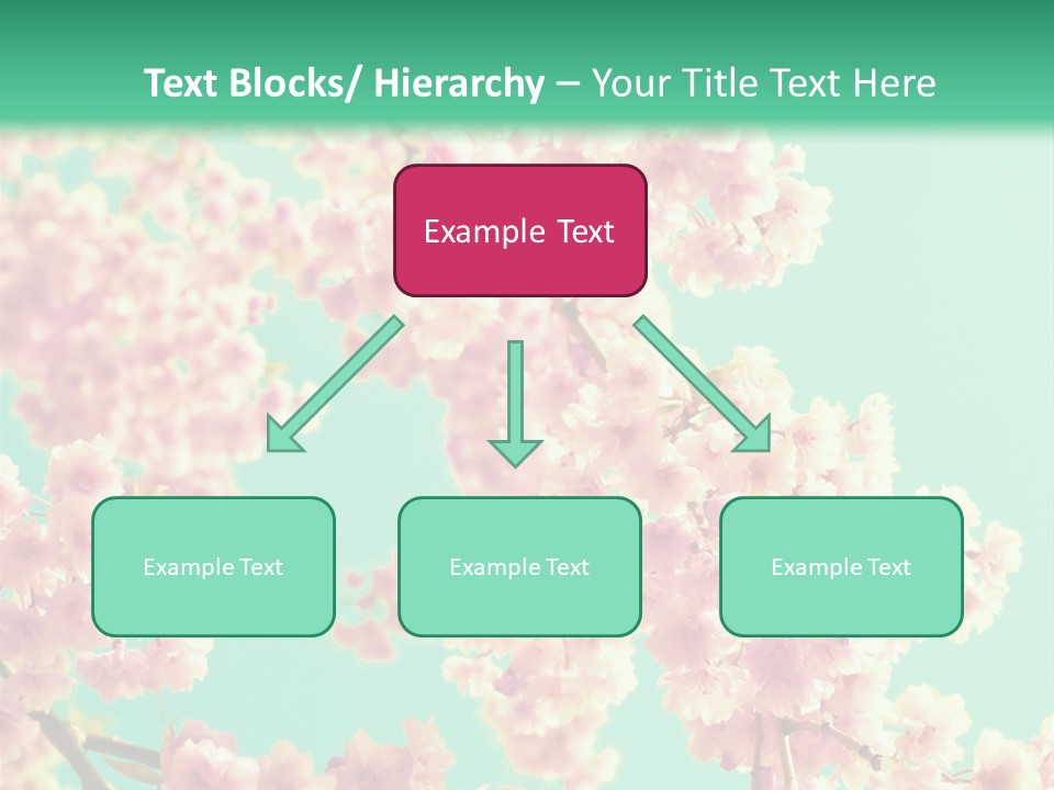 Pink Flowers On A Green Background Powerpoint Template PowerPoint Template