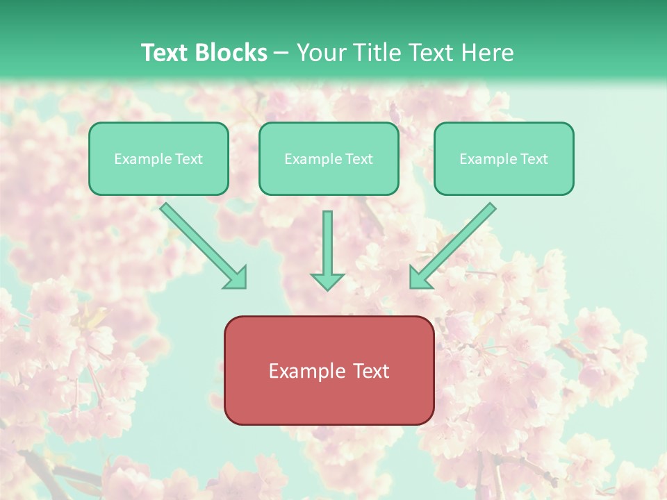 Pink Flowers On A Green Background Powerpoint Template PowerPoint Template