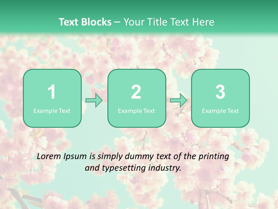 Pink Flowers On A Green Background Powerpoint Template PowerPoint Template