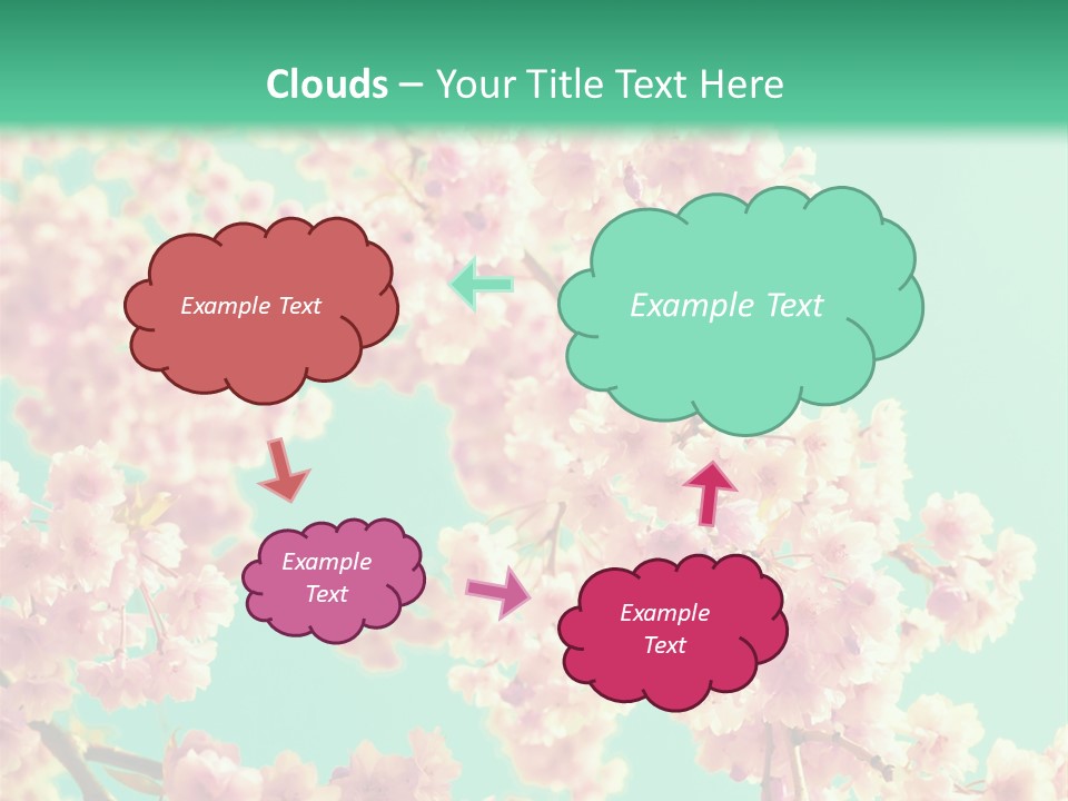 Pink Flowers On A Green Background Powerpoint Template PowerPoint Template