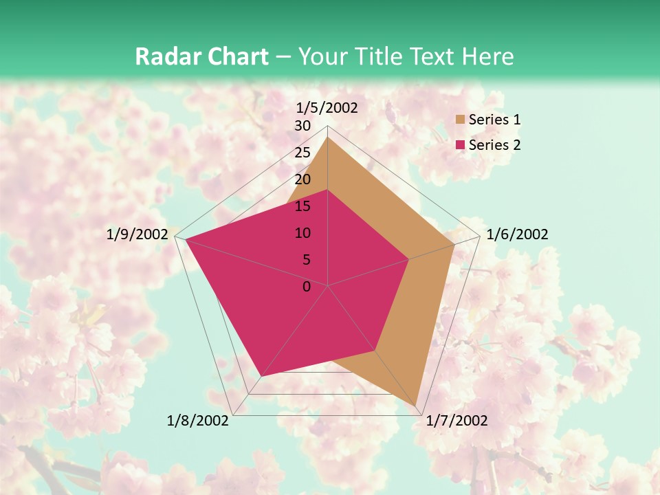Pink Flowers On A Green Background Powerpoint Template PowerPoint Template