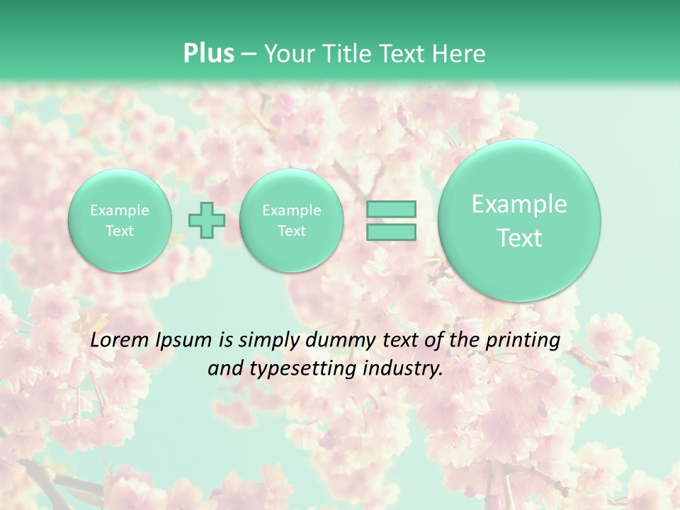 Pink Flowers On A Green Background Powerpoint Template PowerPoint Template