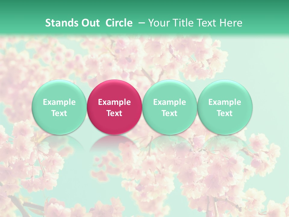 Pink Flowers On A Green Background Powerpoint Template PowerPoint Template