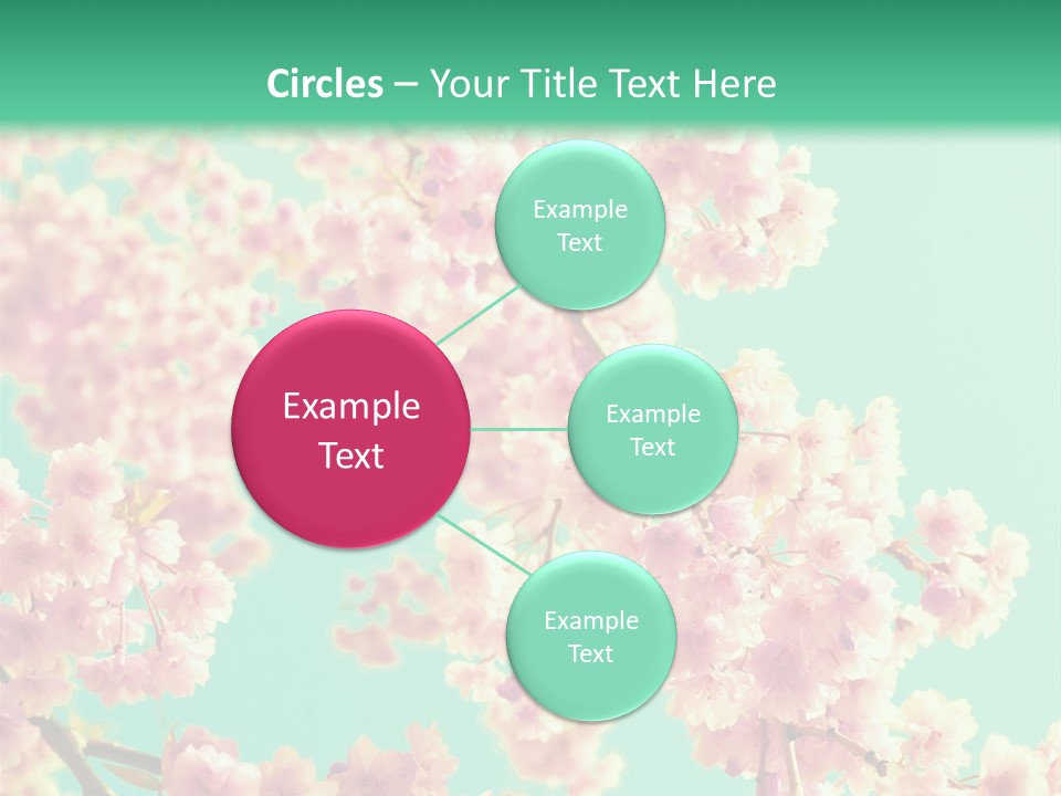 Pink Flowers On A Green Background Powerpoint Template PowerPoint Template