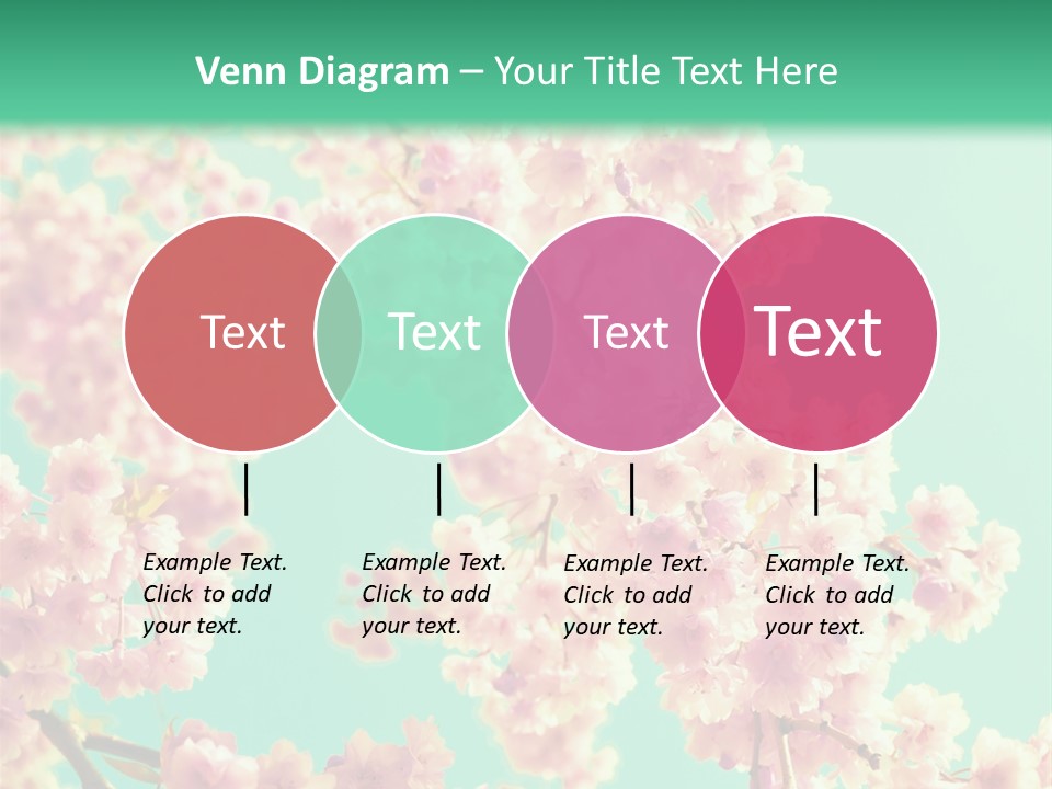 Pink Flowers On A Green Background Powerpoint Template PowerPoint Template