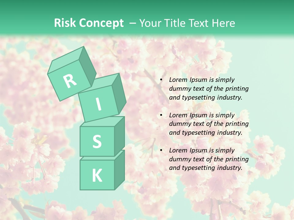 Pink Flowers On A Green Background Powerpoint Template PowerPoint Template