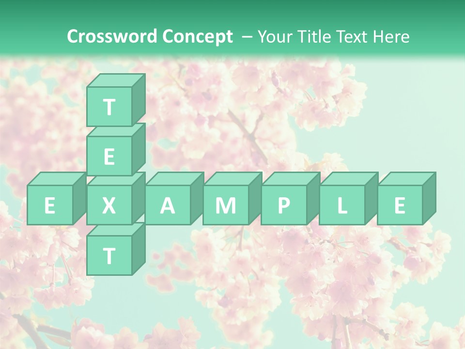 Pink Flowers On A Green Background Powerpoint Template PowerPoint Template