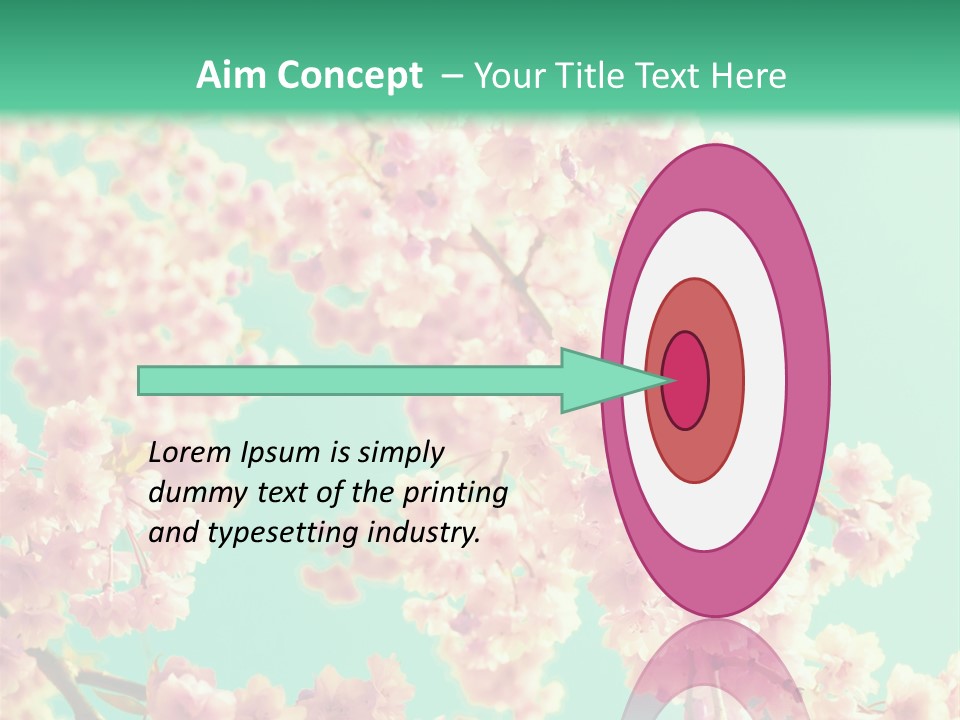 Pink Flowers On A Green Background Powerpoint Template PowerPoint Template