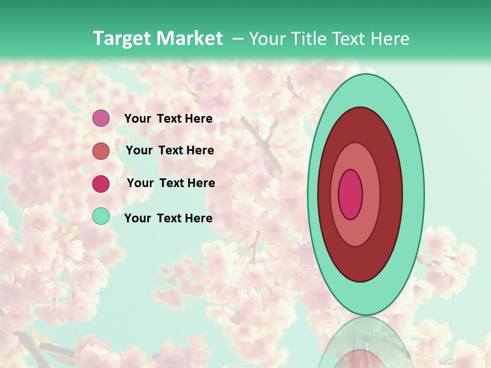 Pink Flowers On A Green Background Powerpoint Template PowerPoint Template