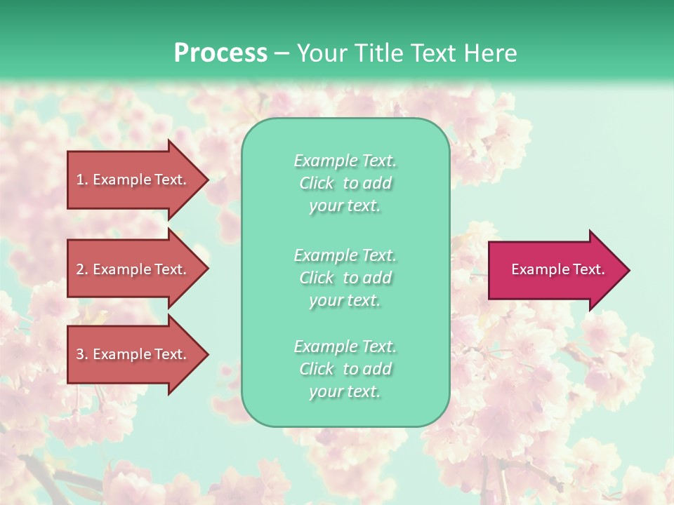 Pink Flowers On A Green Background Powerpoint Template PowerPoint Template
