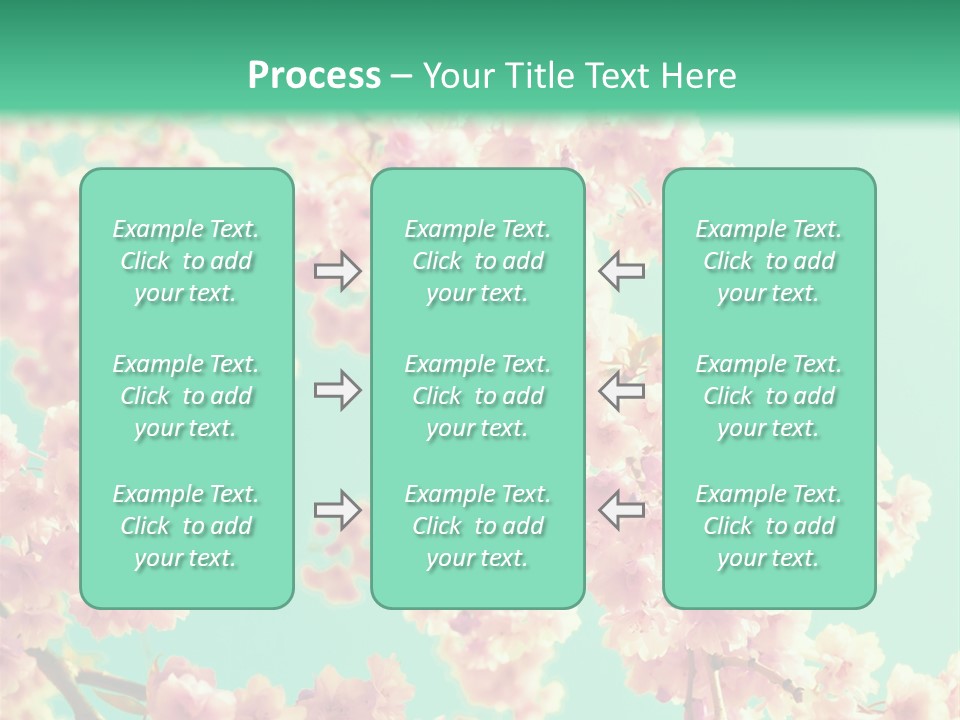 Pink Flowers On A Green Background Powerpoint Template PowerPoint Template