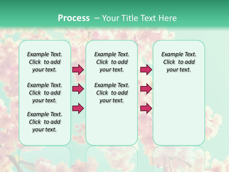 Pink Flowers On A Green Background Powerpoint Template PowerPoint Template