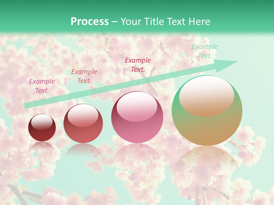 Pink Flowers On A Green Background Powerpoint Template PowerPoint Template