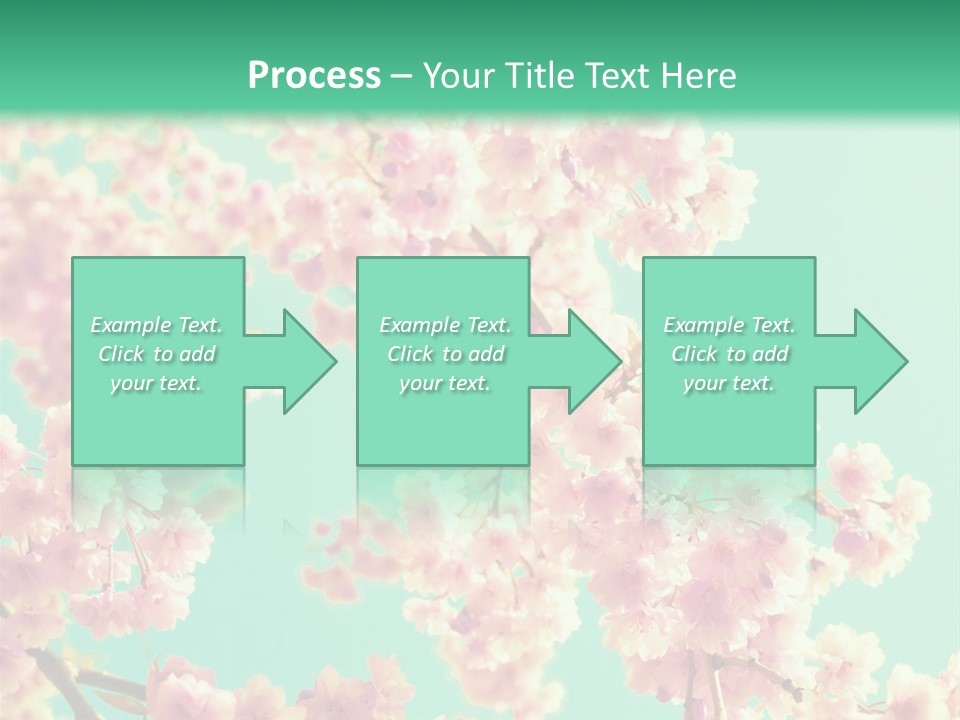 Pink Flowers On A Green Background Powerpoint Template PowerPoint Template