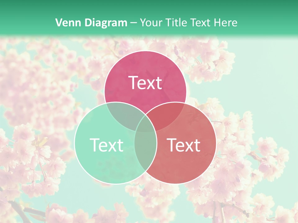 Pink Flowers On A Green Background Powerpoint Template PowerPoint Template