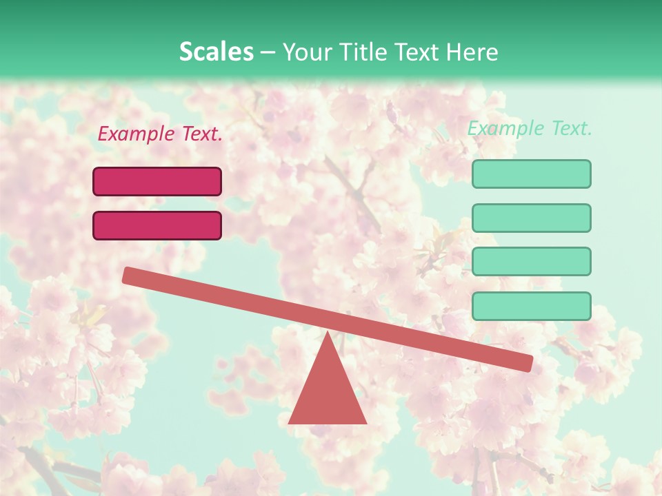 Pink Flowers On A Green Background Powerpoint Template PowerPoint Template