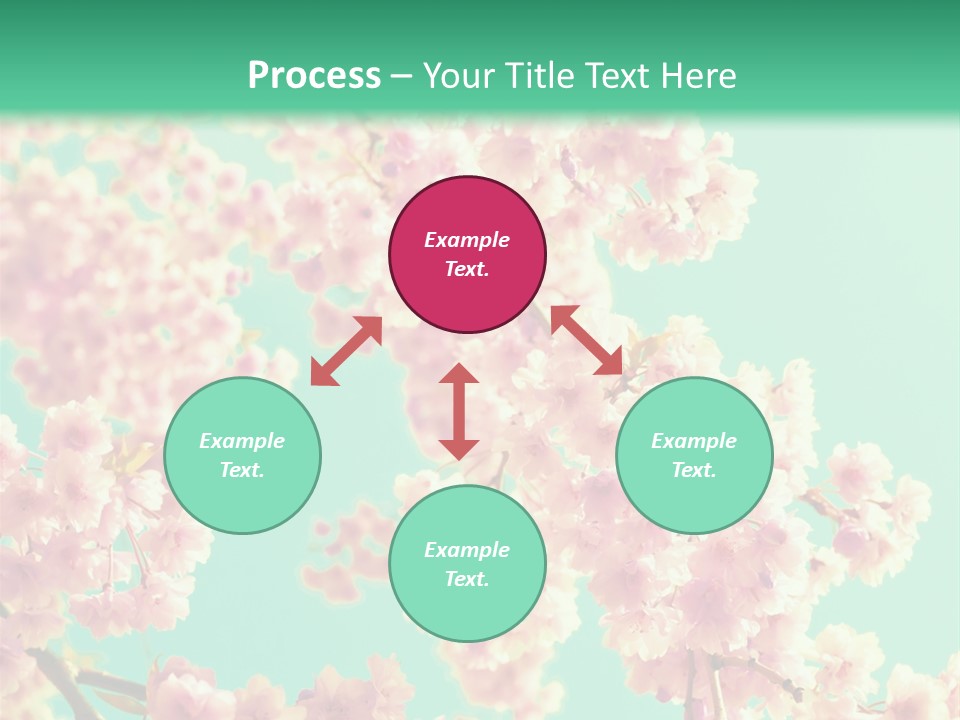 Pink Flowers On A Green Background Powerpoint Template PowerPoint Template
