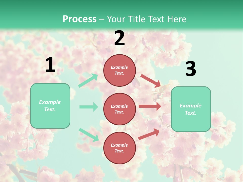 Pink Flowers On A Green Background Powerpoint Template PowerPoint Template