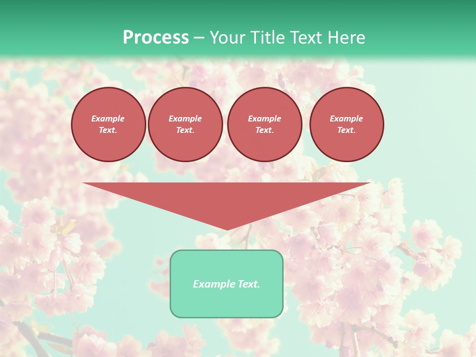 Pink Flowers On A Green Background Powerpoint Template PowerPoint Template