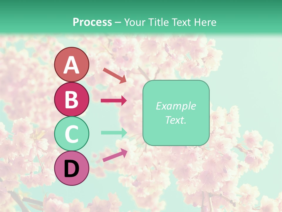 Pink Flowers On A Green Background Powerpoint Template PowerPoint Template