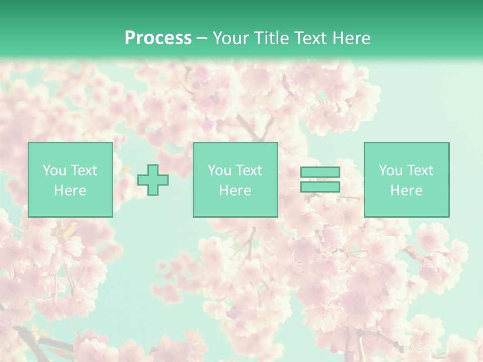 Pink Flowers On A Green Background Powerpoint Template PowerPoint Template