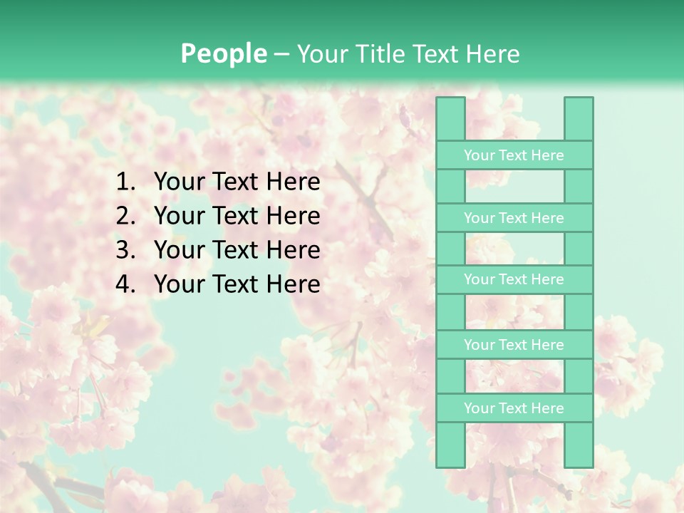Pink Flowers On A Green Background Powerpoint Template PowerPoint Template