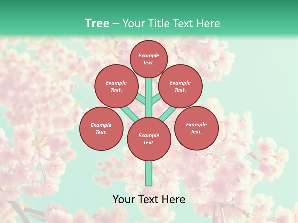 Pink Flowers On A Green Background Powerpoint Template PowerPoint Template