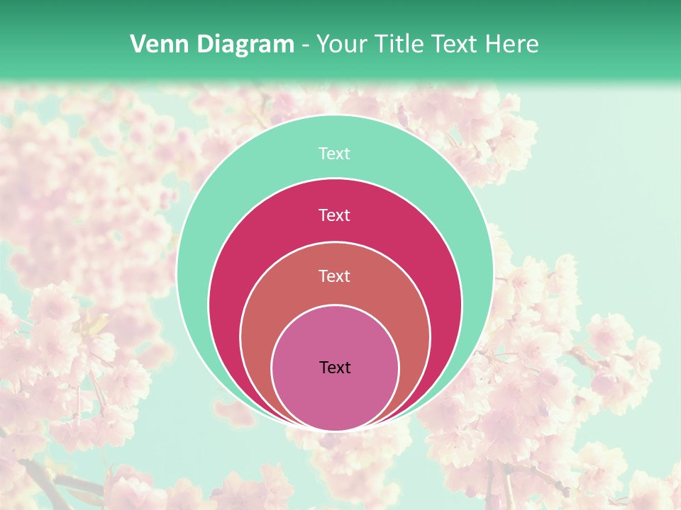 Pink Flowers On A Green Background Powerpoint Template PowerPoint Template